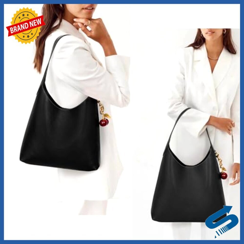 Vegan Leather Hobo Shoulder Bag Medium Slouchy Retro Chic Tote Purse - Picture 2 of 7
